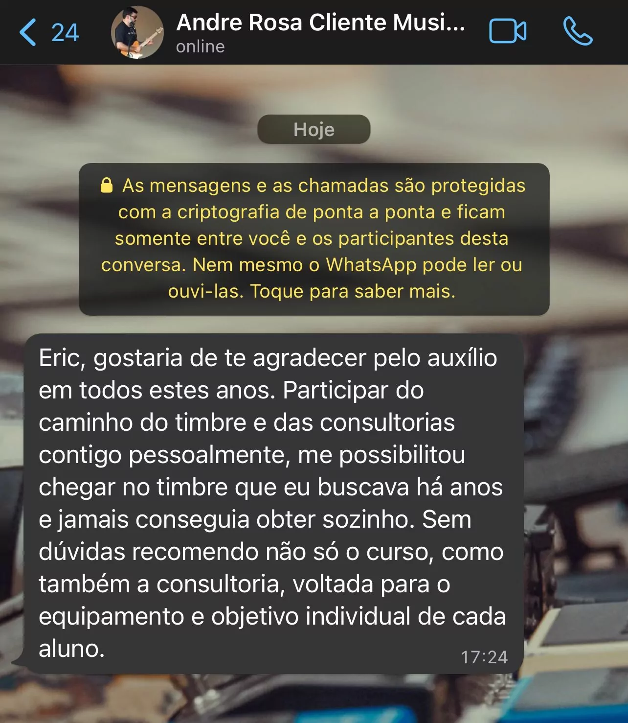 Print real de depoimento de aluno 15